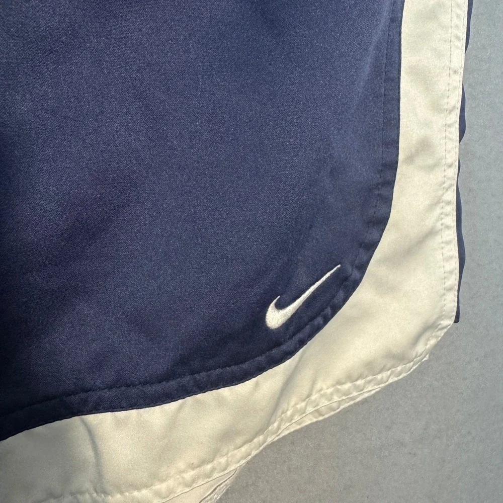 Nike Swim Trunks Mens Large Navy Blue White Colorblock Mesh Lined Board Shorts